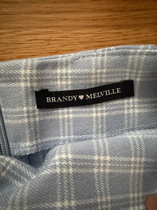 Brandy Melville Light Blue Plaid Mini Skirt - Picture 2 of 3
